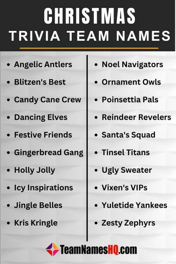 Christmas Trivia Team Names