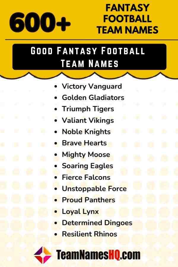 Good Fantasy Football Team Names