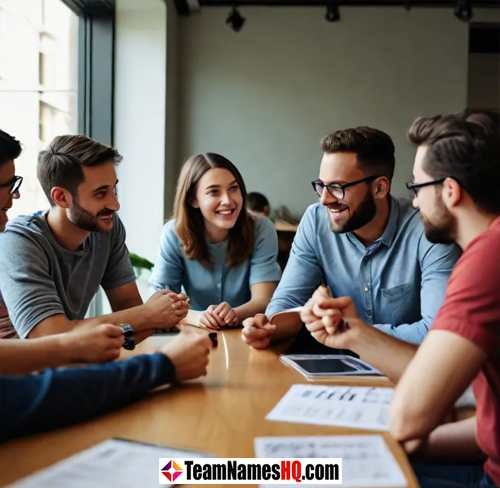 Startup team discussing ideas and collaborating in a casual meeting