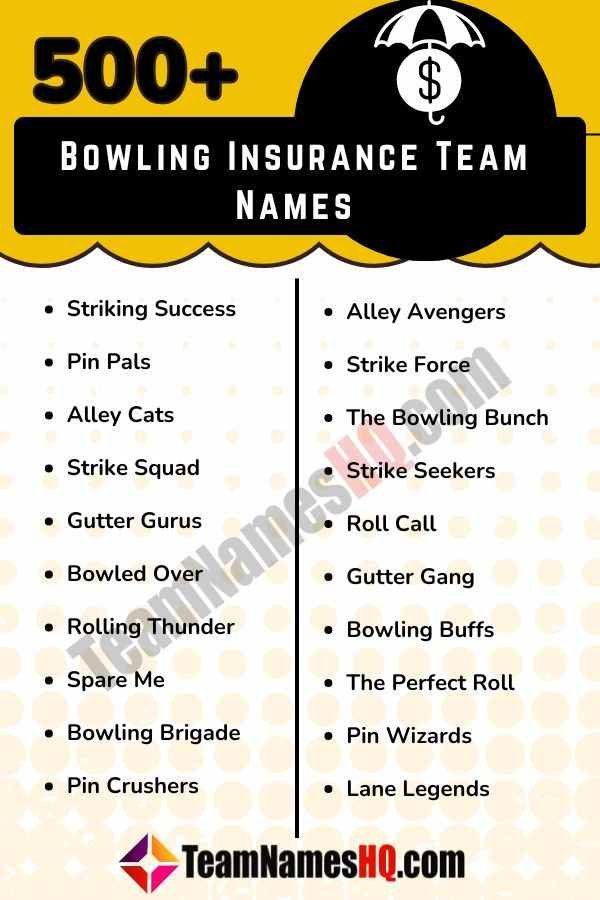 Creative and playful names for bowling teams within the insurance industry