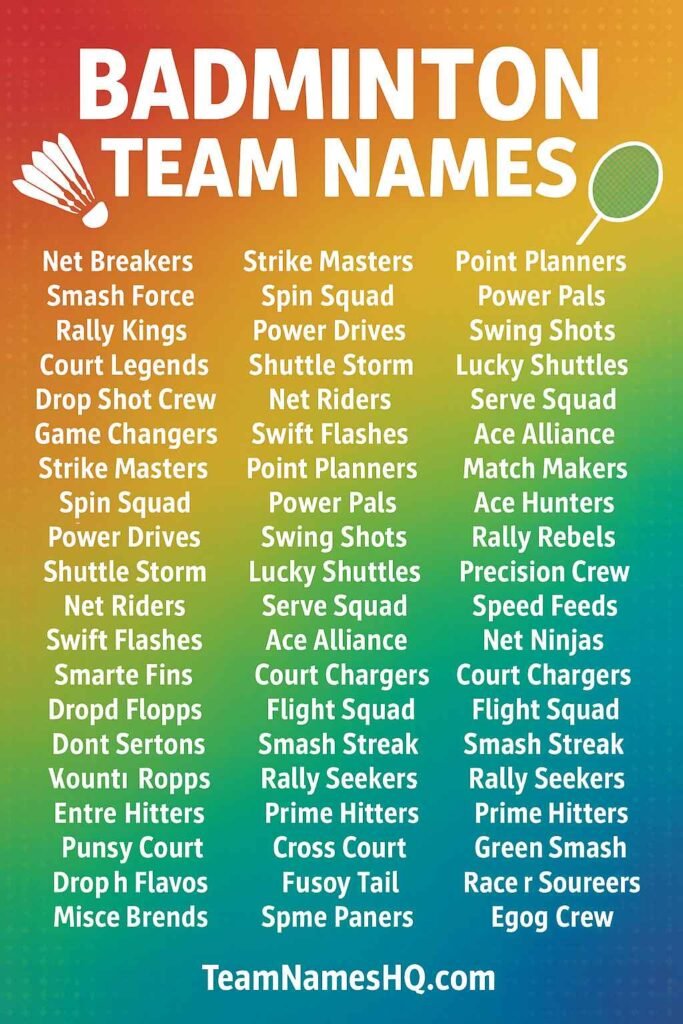 Download badminton team names list
