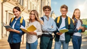 A team college boys and girls Study Group