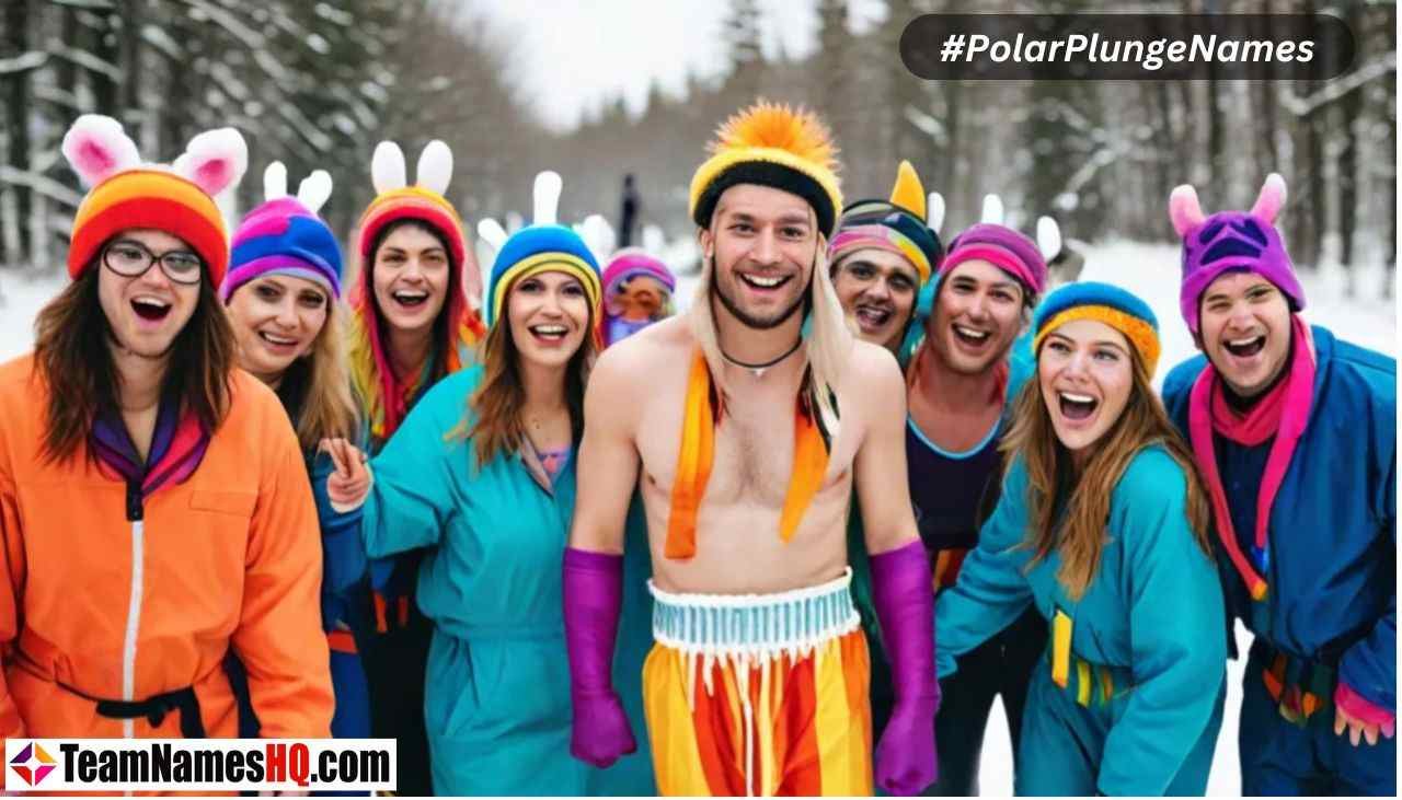 A colorful collection of creative names for teams participating in a freezing polar water plunge