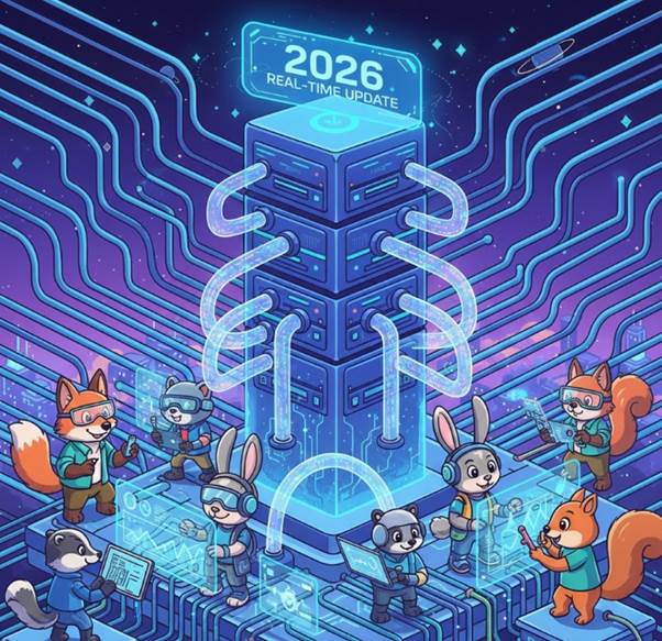 고도로 정교한 디지털 네트워크 허브를 형상화한 이미지